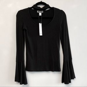 3 For $20 NWT ANOTHER STORY Ribbed Bell Long Sleeve Top With Choker